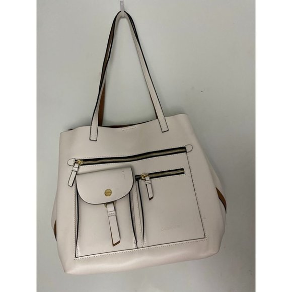 Calvin Klein Cream Leather Shoulder Bag - Picture 2 of 16